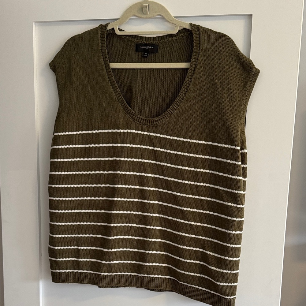 Olive Green Striped Women's Top